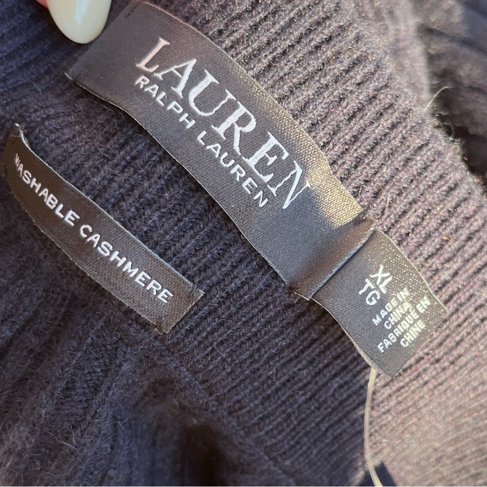 Polo Ralph Lauren navy washable cashmere wide leg ribbed sweatpants navy NWT - Picture 5 of 6